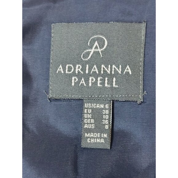 Adrianna Papell Embroidered Blue and Cream Floral Dress Size 6 - Picture 10 of 11